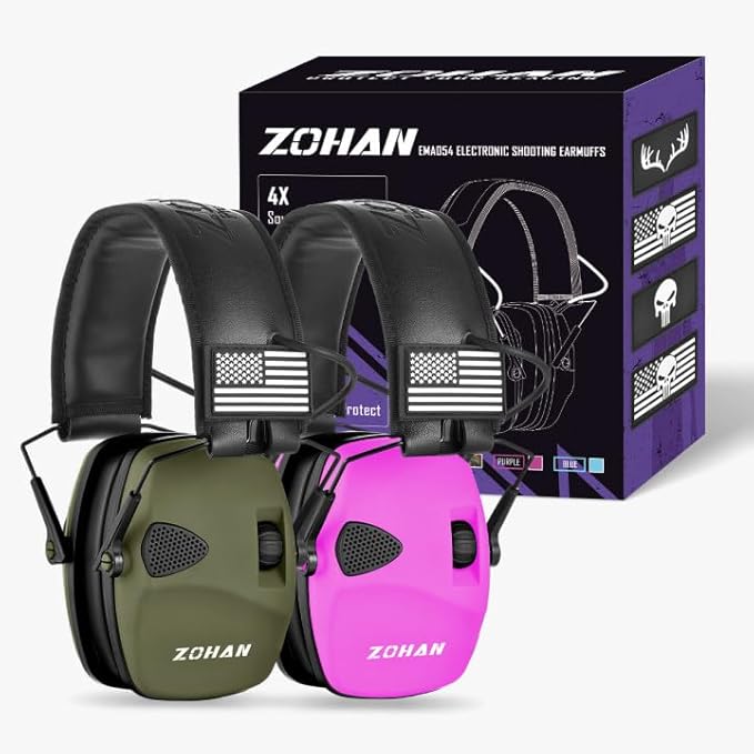 ZOHAN EM054 Electronic Shooting Ear Protection with Sound Amplification, Slim Active Noise Reduction Earmuffs for Gun Range