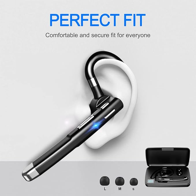 Bluetooth Headset for Cell Phones 500Hrs Standby Time with LED Charging Case 270 Degrees Rotatable Mic Hands Free Bluetooth 5.4 Version