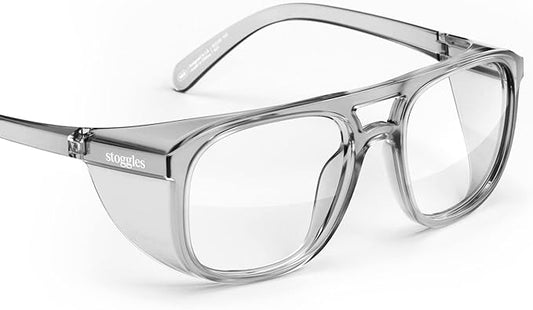 Stoggles Aviator Z87.1 Certified Safety Glasses, Blue-Light, UV Blocking Lens, Top & Side Shield, Anti-Fog, Stylish Eyewear