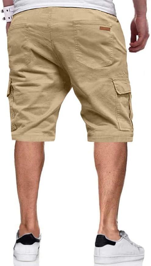 JMIERR Mens Casual Twill Cargo Shorts Cotton Drawstring Classic Cargo Stretch Short with 6 Pockets