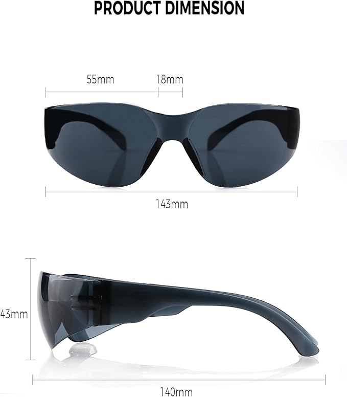 32 Pcs Clear Safety Glasses, Protective Eyewear for Men Women,Scratch Resistant Wrap Around Eyewear,Meets ANSI Z87.1 Standard, Smoke