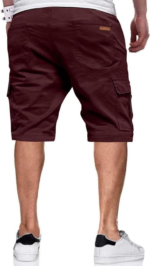 JMIERR Mens Casual Twill Cargo Shorts Cotton Drawstring Classic Cargo Stretch Short with 6 Pockets