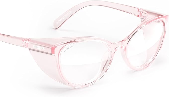 Stoggles Cat Eye Z87.1 Certified Safety Glasses, Blue-Light, UV Blocking Lens, Top & Side Shield, Anti-Fog, Stylish Eyewear
