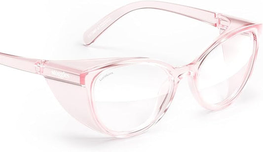 Stoggles Cat Eye Z87.1 Certified Safety Glasses, Blue-Light, UV Blocking Lens, Top & Side Shield, Anti-Fog, Stylish Eyewear