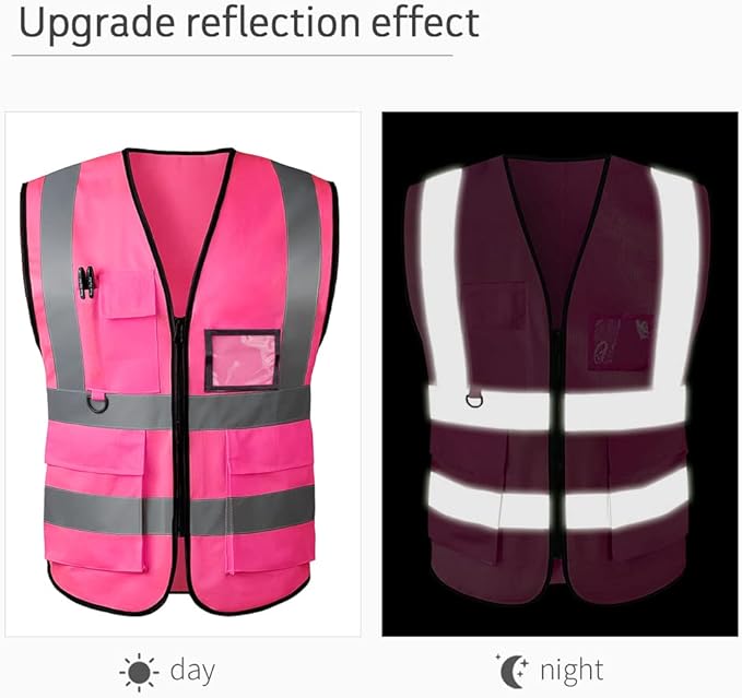 Tydon Guardian Reflective Safety Vest for Women Men High Visibility Security With Pocket Zipper Front Meet ANSI/ISEA Standard