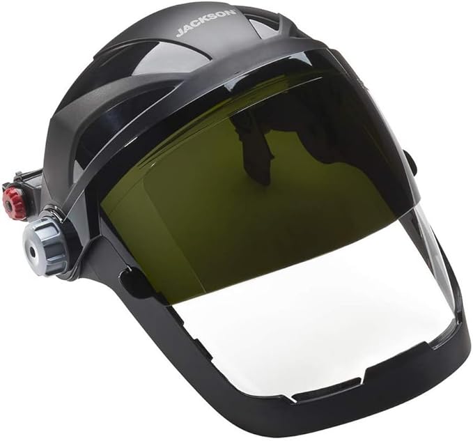 Jackson Safety QUAD 500 Face Shield - Anti-Fog Window with Chin Guard - ANSI Z87.1 & OSHA - (Multiple Styles & Headgears)