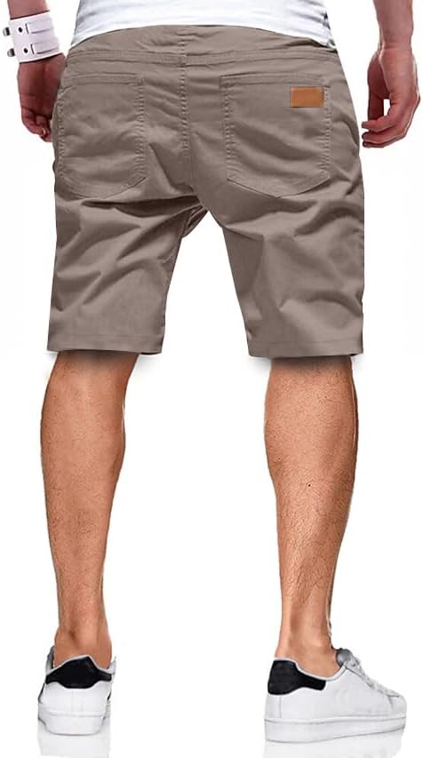 JMIERR Mens Casual Shorts - Cotton Drawstring Summer Beach Stretch Twill Chino Golf Shorts