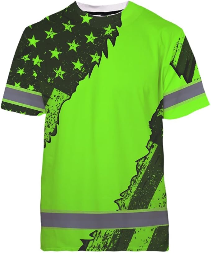 Maddly High Visibility US Flag Collection Safety Workwear Custom Name for Workers, Runners, Truckers, Patriotic