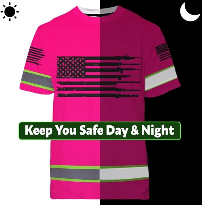 Maddly High Visibility US Flag Collection Safety Workwear Custom Name for Workers, Runners, Truckers, Patriotic