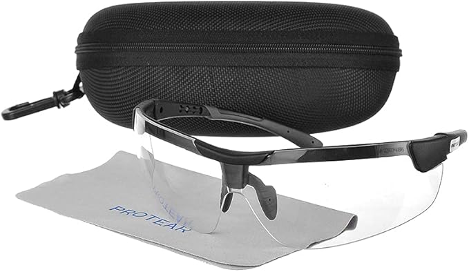 Anti Fog&Anti Scratch Safety Glasses for Men Women,Clear Lens,Adjustable Work Safety Goggles,Anti-UV Eyewear,Eye Protection for Shooting,Mowing,Sports,Hunting,Working(Black Clear)