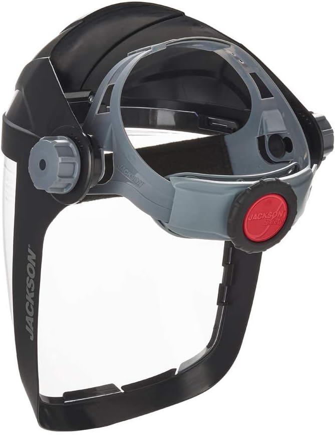 Jackson Safety QUAD 500 Face Shield - Anti-Fog Window with Chin Guard - ANSI Z87.1 & OSHA - (Multiple Styles & Headgears)