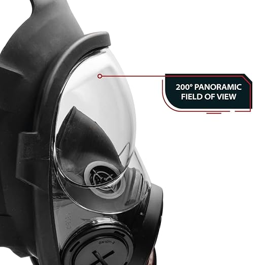 NB-100 Dark Amber Full Face Tactical Gas Mask Respirator - Gas Masks Survival Nuclear and Chemical Military Grade with A2B2E2K1P3 R 40mm Canister Filter, Compatible with Hazmat Suit, EN136:1998 CL2