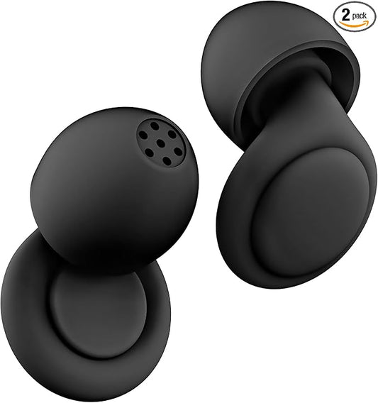 2 Noise Cancelling Ear Plugs, Beinkap Sleeping Earplugs with 12 Silicone Soft Reusable Ear Tips for Social Gatherings, Work, Sleeping, Concerts, Parenting, Conversation, 28 dB Noise Reduction