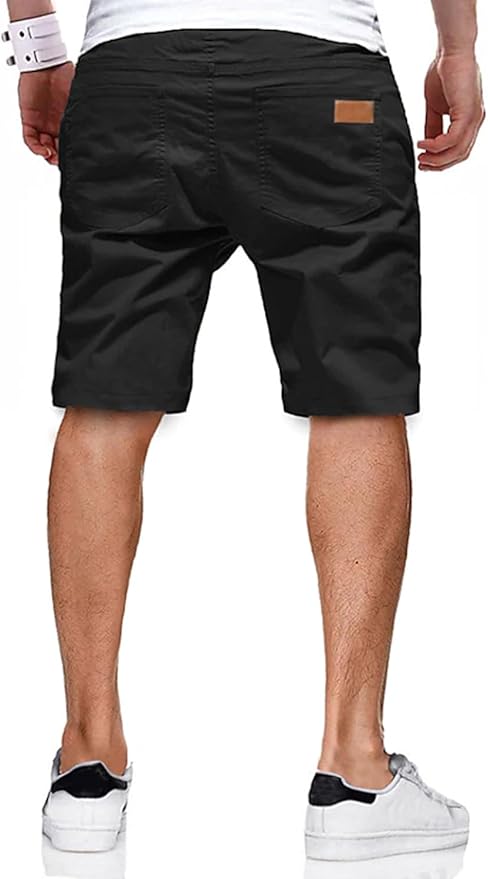 JMIERR Mens Casual Shorts - Cotton Drawstring Summer Beach Stretch Twill Chino Golf Shorts