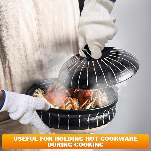 KETAR 2 Pairs Heat Resistant Gloves for Grilling - 9.5 Inch Durable Aramid BBQ Heat Gloves for Cooking - Full Hand Protection, Easy to Use, Multipurpose for Baking, Roasting, Frying, and More