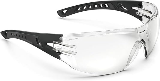 Safety Glasses with Clear Wraparound Lenses and Vented Frame