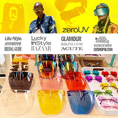zeroUV - Protective Face Shield Full Cover Visor Glasses/Sunglasses (Anti-Fog/Blue Light Filter) (Clear/Clear) Single