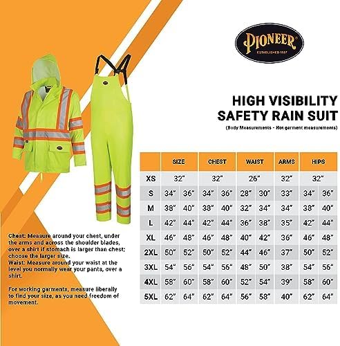 Pioneer Hi Vis Lightweight Waterproof Safety Rain Suit - Reflective Work Rain Gear for Men and Women