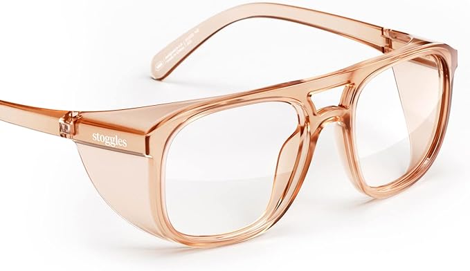 Stoggles Aviator Z87.1 Certified Safety Glasses, Blue-Light, UV Blocking Lens, Top & Side Shield, Anti-Fog, Stylish Eyewear