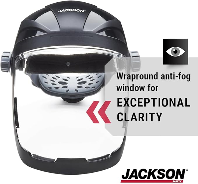 Jackson Safety QUAD 500 Face Shield - Anti-Fog Window with Chin Guard - ANSI Z87.1 & OSHA - (Multiple Styles & Headgears)