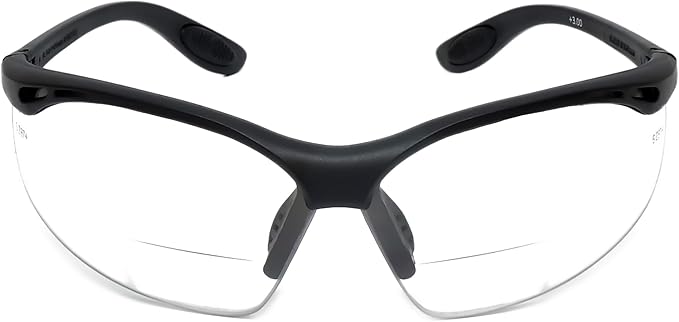 Calabria 91348 Anti Fog Bifocal Reading Safety Glasses Readers +1.00 Clear Men Women Wrap Around Eye Protection Shatterproof
