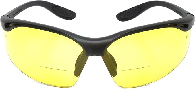 Calabria 91348 Anti Fog Bifocal Reading Safety Glasses Readers +2.00 Yellow Men Women Wraparound Eye Protection Shatterproof