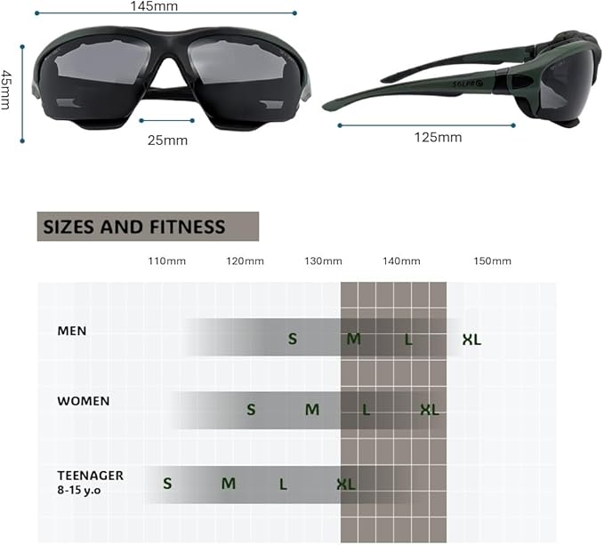 Powersports Glasses Safety Motorcycle Goggle, Anti-fog, Wrap around, Windproof, Hunting, Riding, Mowing,Men and Women