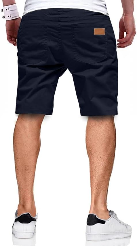 JMIERR Mens Casual Shorts - Cotton Drawstring Summer Beach Stretch Twill Chino Golf Shorts