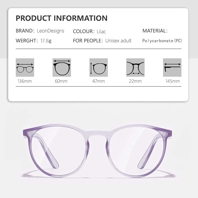 Stylish Round Safety Glasses Anti-Fog Women | Fashion Eye Protection Blue Light Blocking Glasses with Side Shields | Lab Clear Protection Goggles (Lilac)
