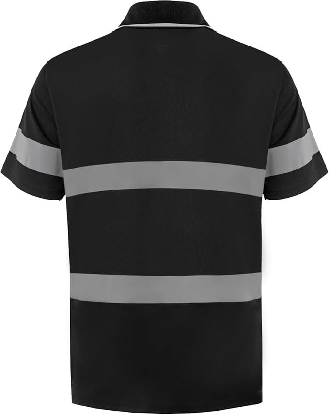 WORK IDEA Polo Shirt for Men High Visibility Reflective Work Shirt with Pockets for Construction