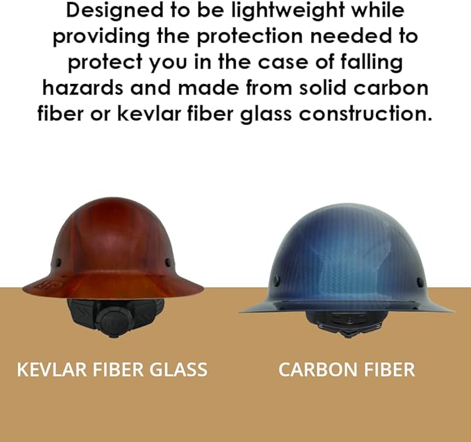 AFP Fiber Full Brim Hard Hat | 6 Point Ratchet Suspension | OSHA & ANSI Rated