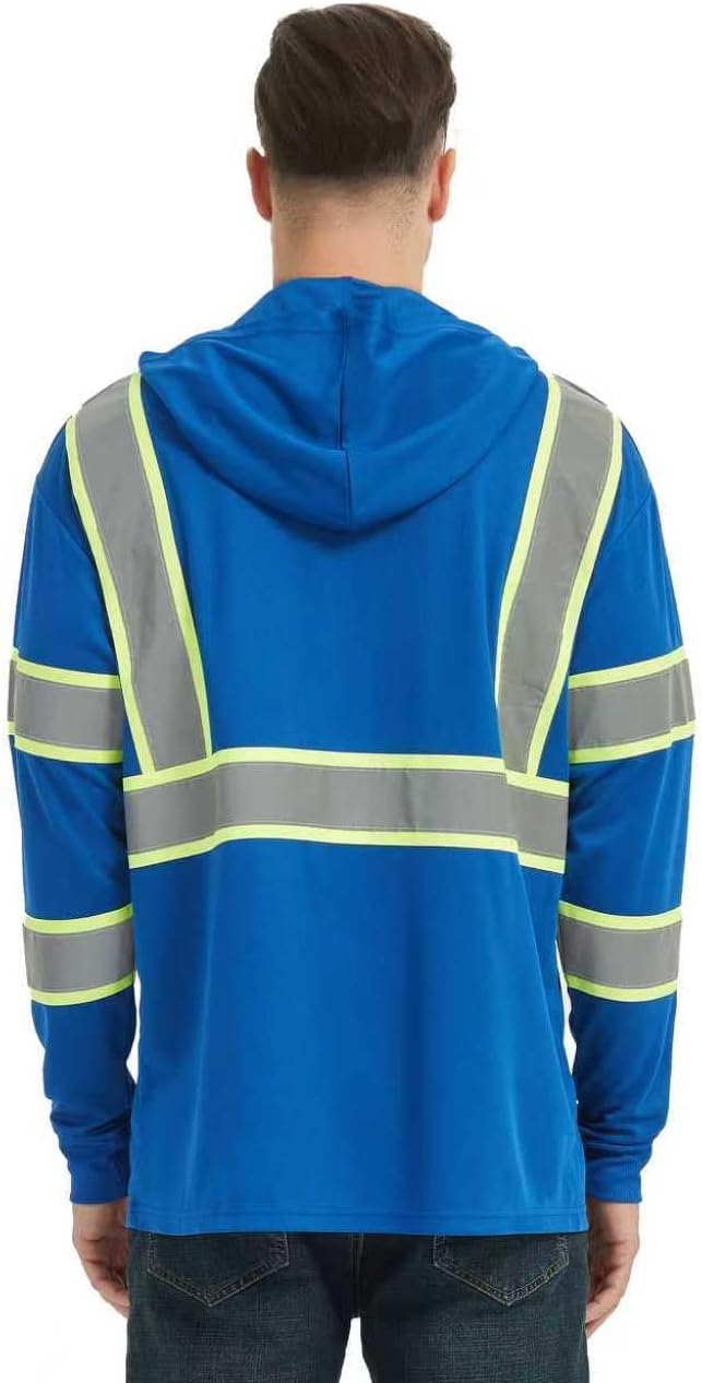 ProtectX High Visibility Long Sleeve Shirts Reflective Hi Vis Safety Shirt for Men Women Class 2-3 Construction Shirt 1 Pack