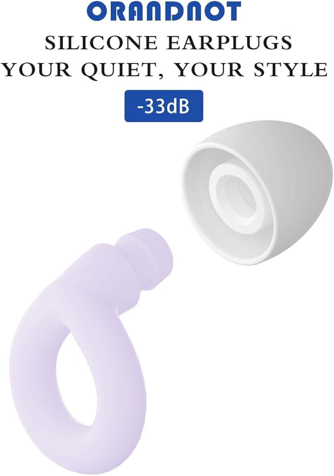 Silicone Ear Plugs for Noise Reduction, Reusable Ear Plugs for Sleeping Noise Cancelling, Concerts, Motorcycle, Travel & Hearing Protection NRR 33dB - 8 Ear Tips in XS/S/M/L, Purple