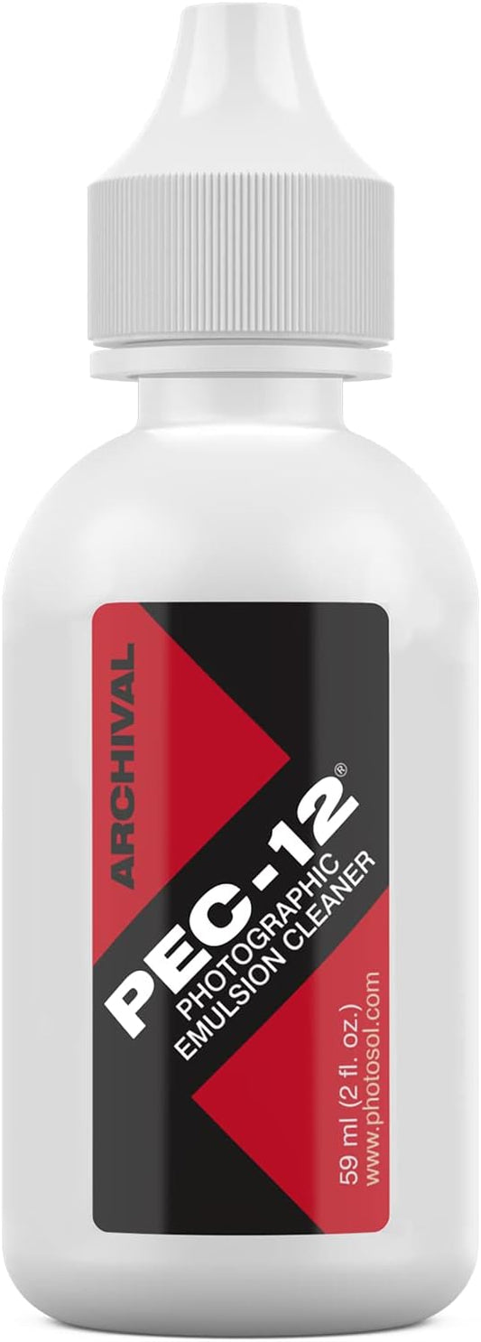 PEC-12 Photographic Emulsion Cleaner - Non-Water Based Stain, Grease, and Ink Remover from Emulsions and Bases for Cleaning Film, Photo Negatives, B&W Slide - with Dropper Tip (2oz)