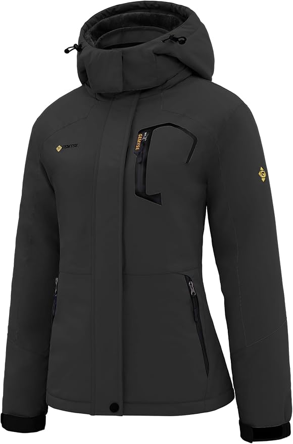 GEMYSE Women's Ski Snow Jacket Warm Winter Waterproof Coat Snowboard Rain Jacket Hooded Windproof Windbreaker