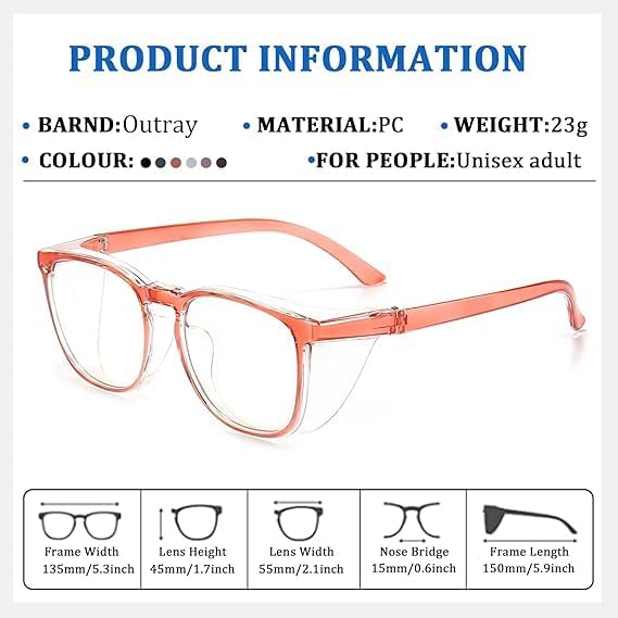 Outray 2 Pairs Anti Fog Safety Goggles Protective Glasses Blue Light Blocking Eyeglasses for Men Women