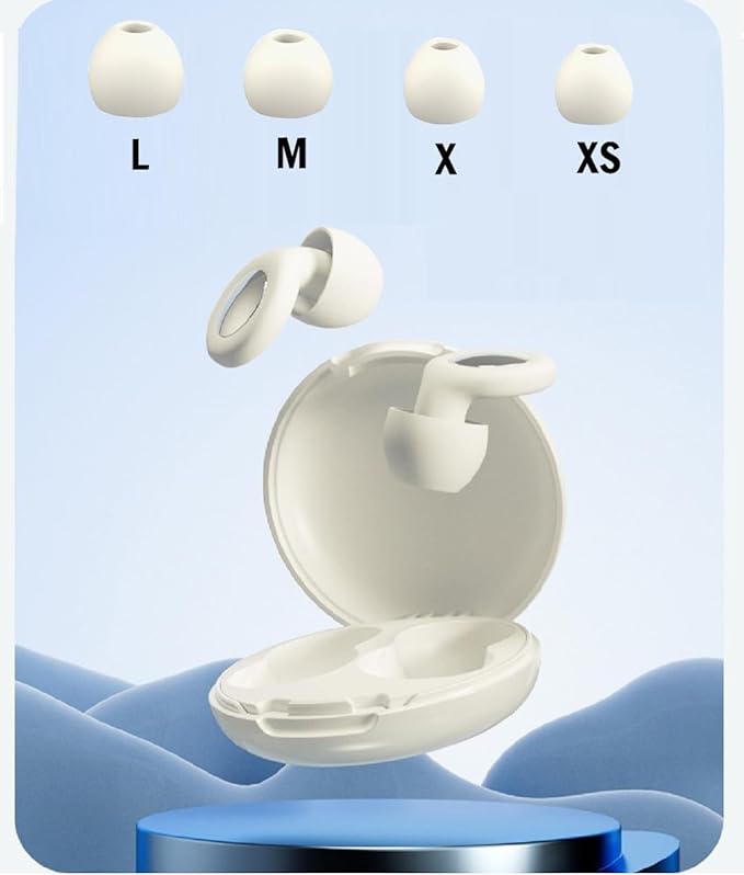 Ear Plugs for Sleeping, Reusable Soft Silicone Loop Earplugs,for Sleeping, Concert, Working, Studying, Traveling, Reduction 27dB-32db(White)