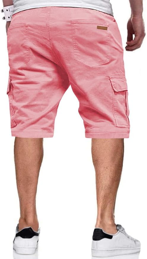 JMIERR Mens Casual Twill Cargo Shorts Cotton Drawstring Classic Cargo Stretch Short with 6 Pockets