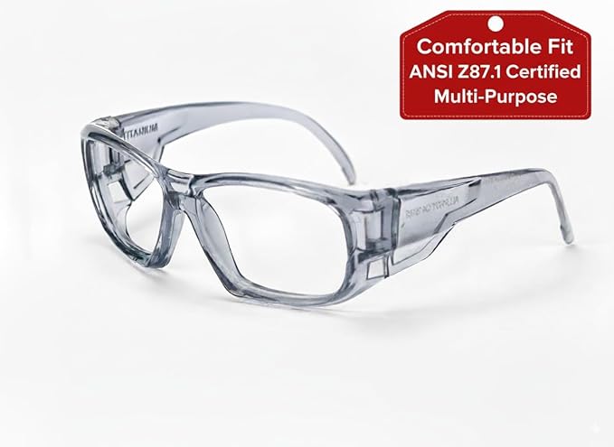 TITANIUM - Safety Glasses Protective Eyewear for Men and Women - ANSI z87.1 Safety Glasses - Impact Resistant, Comfortable Eye Protection for Industrial, Construction, Consumer, and Sports