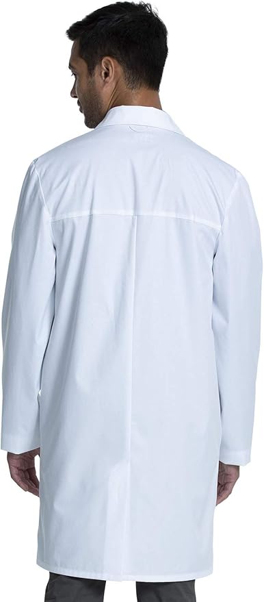 Cherokee Long Lab Coat for Men with Front Button Closure, 3 Pockets & Center back length 38" CK412