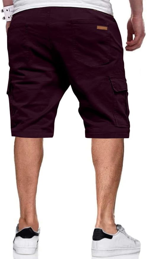 JMIERR Mens Casual Twill Cargo Shorts Cotton Drawstring Classic Cargo Stretch Short with 6 Pockets