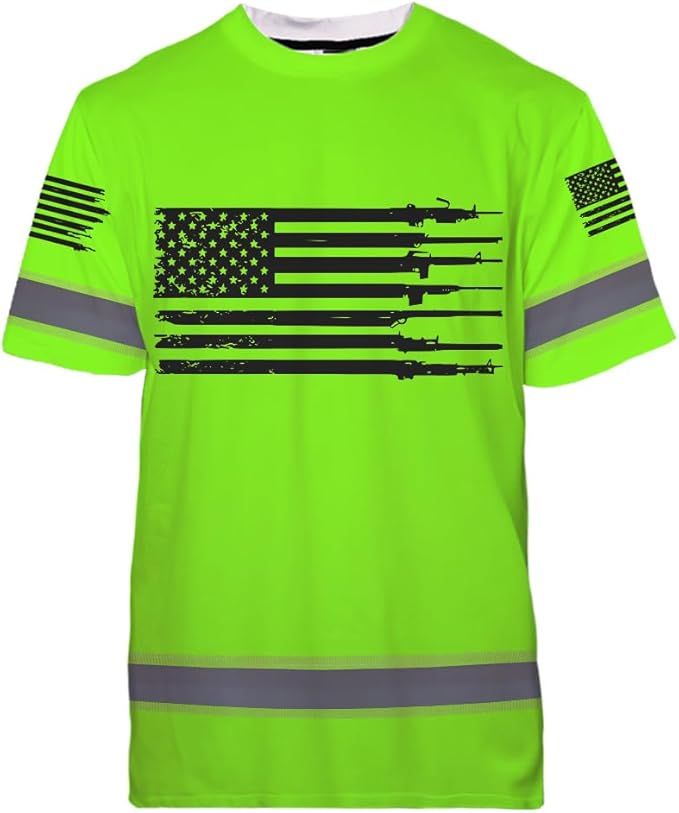 Maddly High Visibility US Flag Collection Safety Workwear Custom Name for Workers, Runners, Truckers, Patriotic