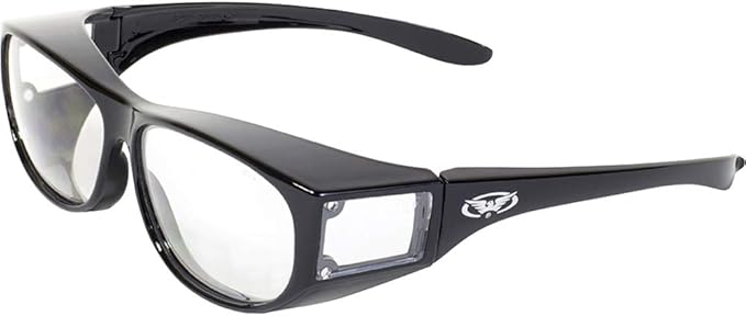 Global Vision Escort Safety Fit Over Glasses, Black Frame (3 Pack - 1 Clear Lens, 1 Smoke Lens, 1 Yellow Lens)