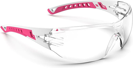 Safety Glasses with Clear Wraparound Lenses and Vented Frame