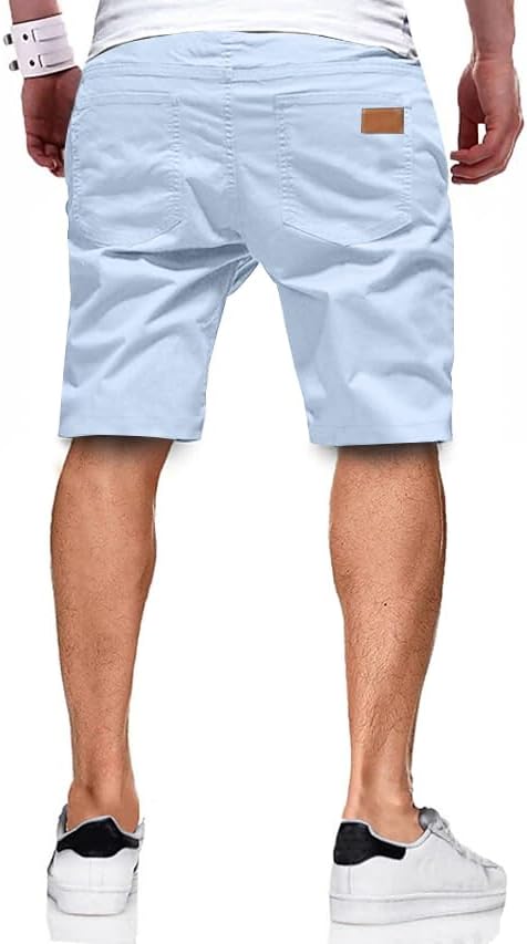JMIERR Mens Casual Shorts - Cotton Drawstring Summer Beach Stretch Twill Chino Golf Shorts