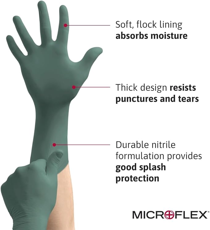 Ansell Dura Flock DFK-608 Thick 11mil Nitrile Gloves