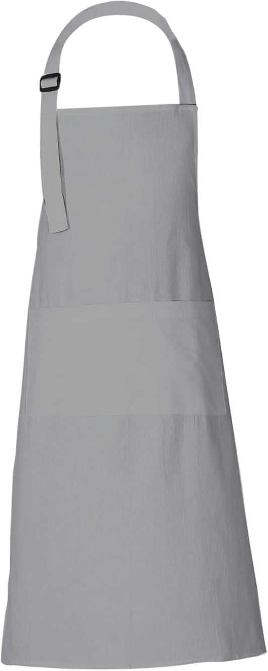 RAJRANG 100% Cotton Cooking Apron with 3 Pockets Kitchen Chef BBQ Adjustable Bib Aprons for Women Men