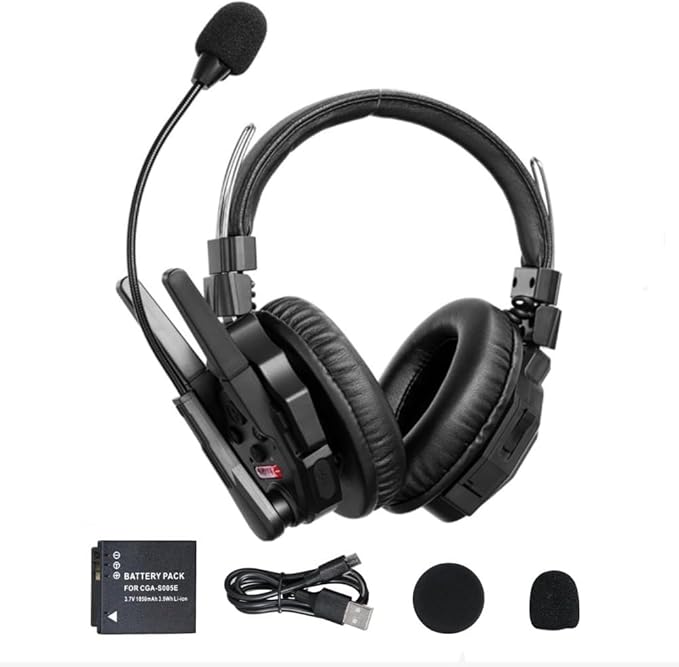 SYNCO XTALK XMax1 Intercom Headset System 2.4GHz 1640 feet 500 Meters Dual-Ear Long Distance Range Real-time Monitoring Communication Headset for Live Show Stage Performance Movie Shoot