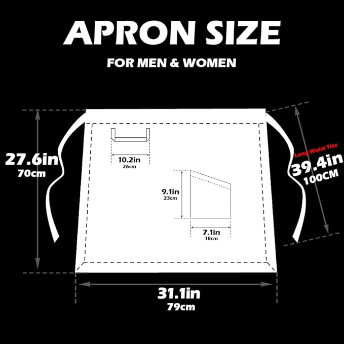 PINDUNCHEF Unisex Big Pocket Bbq Bistro Waiter Cooking Terylene Cotton Apron Stain Resistant Waist Apron
