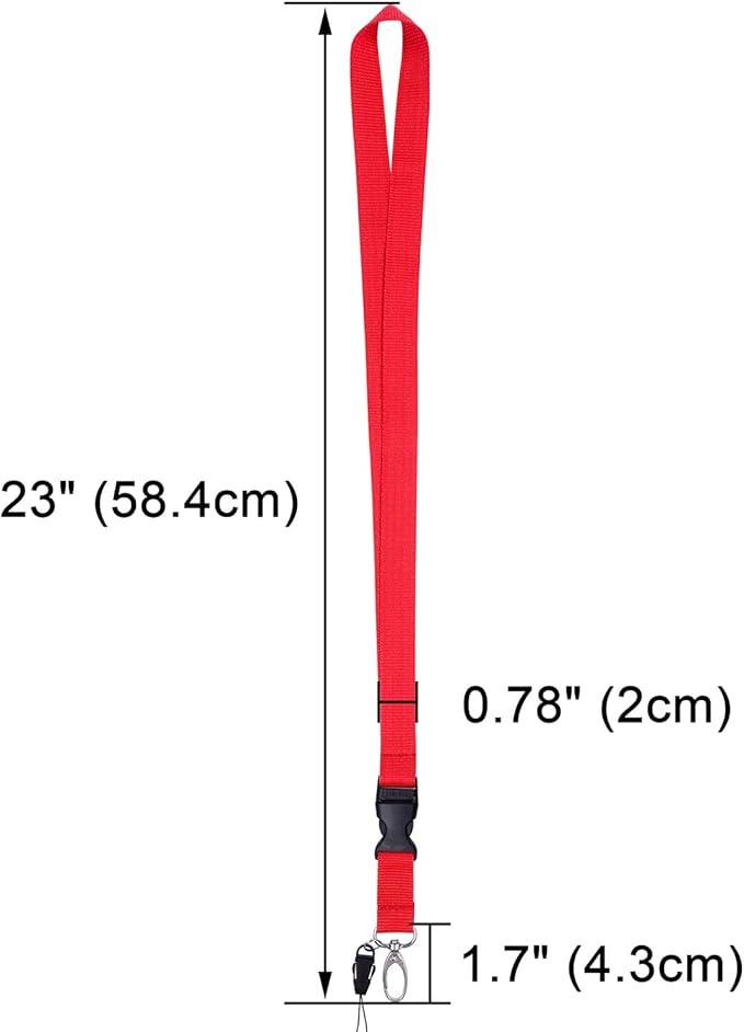 Wisdompro Office Lanyard, 6 Pack 23 inch Neck Lanyard Strap with Detachable Buckle, String Loop and Oval Clasp for Keys,Keychain, ID Badges, Phones, Card Holders, Name Tags - Black, Blue, Red